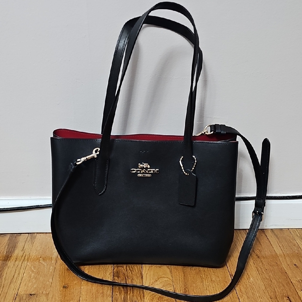 Coach Black Leather Tote Bag